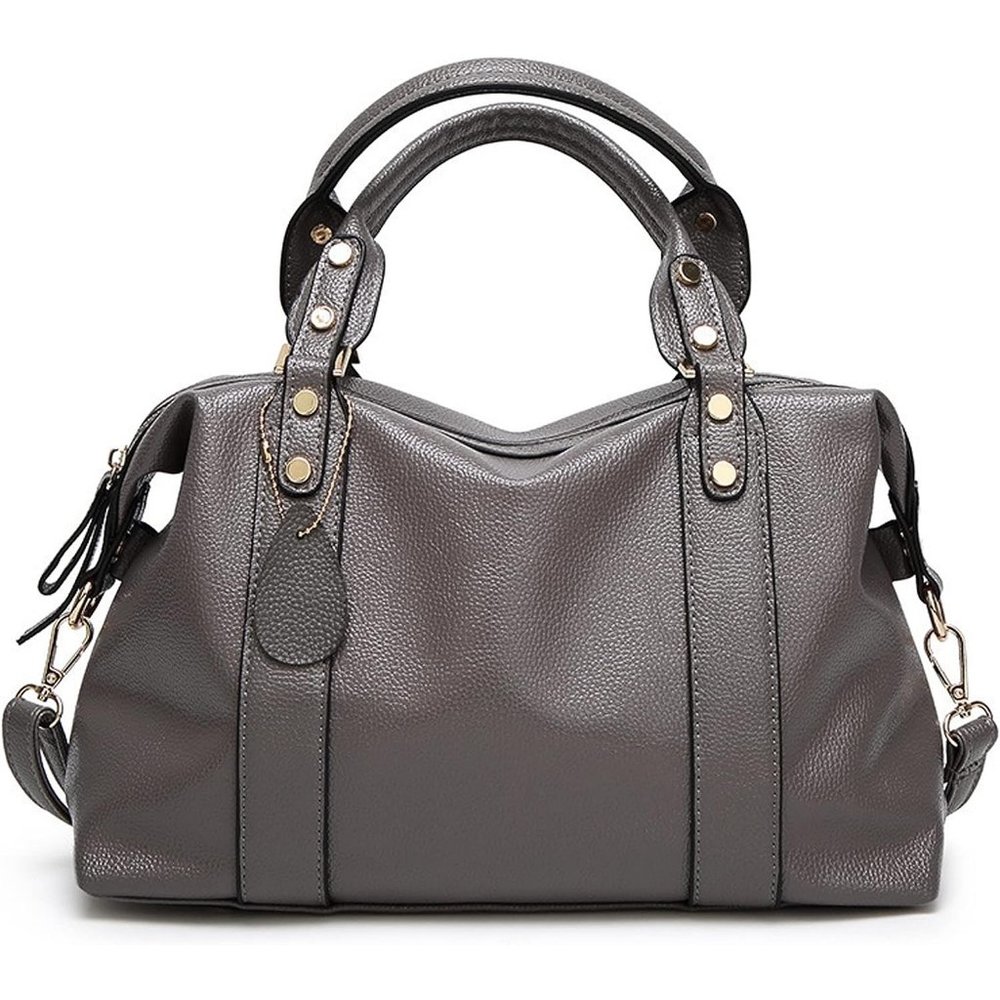 Women Vegan Leather Top Handle Shoulder Satchel Fashion Boston Bags